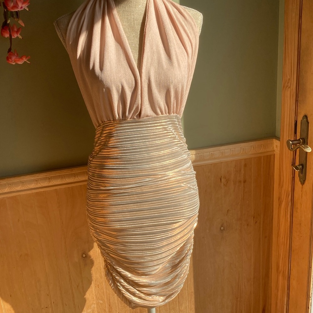 Missguided blush halter bodycon dress
